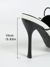 Women's Racing-Themed High Heel Pumps, Pointed Toe Two-Tone Patent Leather Elegant & Glamorous Mule